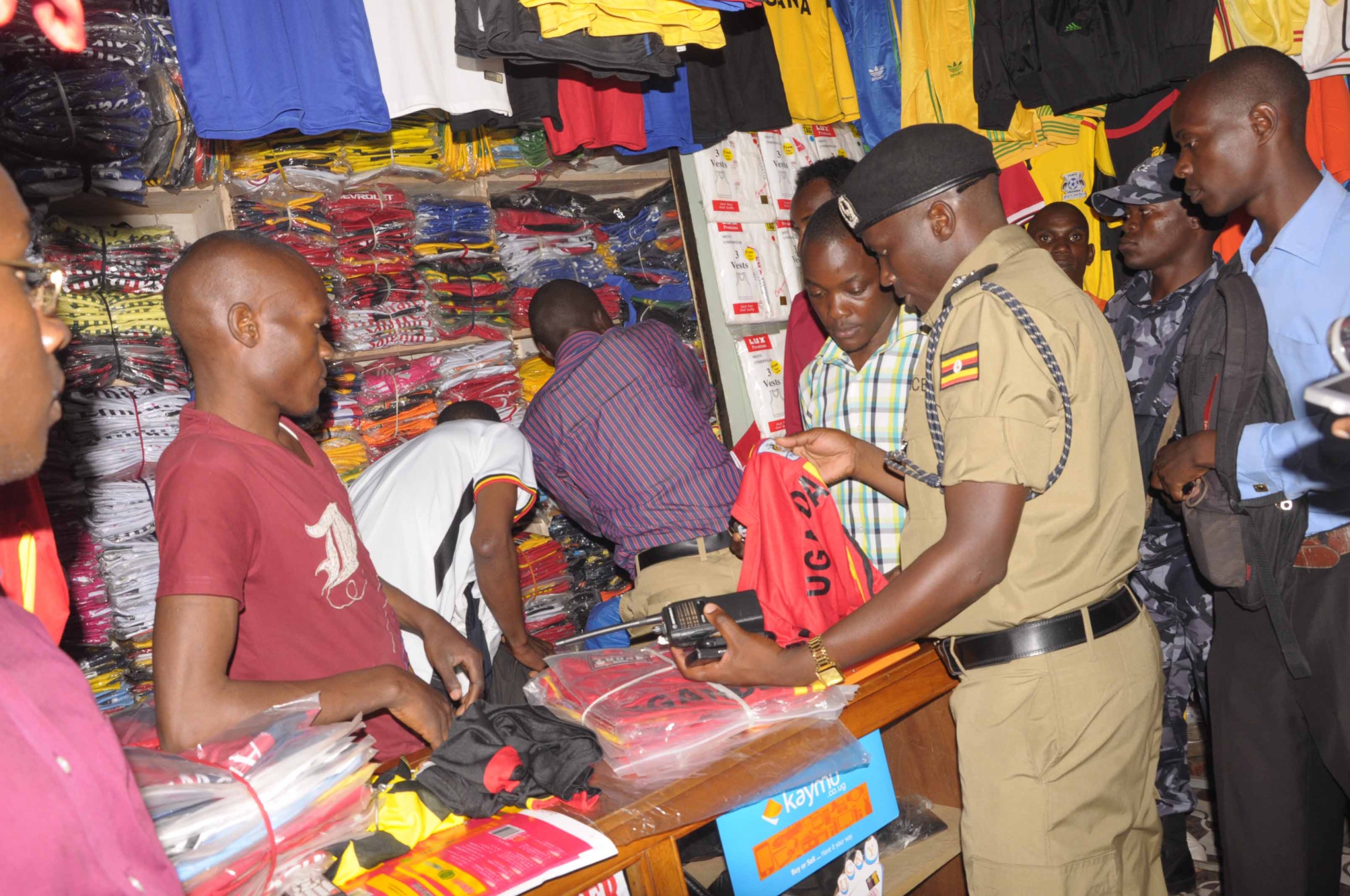 POLICE ARRESTS COUNTERFEIT UGANDA CRANES JERSEY DEALERS