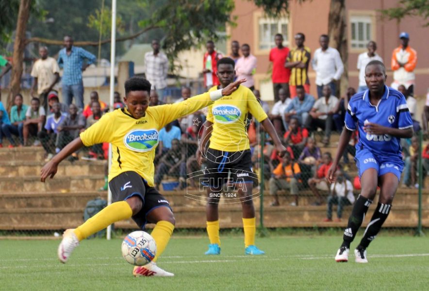 Tracy Jones Akiror unleashing the shot that won Kawempe their 4th league title
