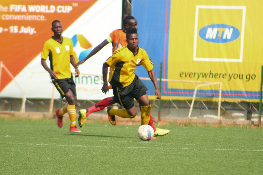 Bugisu's Milton Karisa in action during their clash with Teso Province on Sunday 24th June 2018 at StarTimes Stadium Lugogo