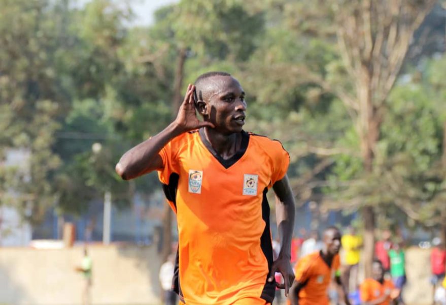 Teso's Opejo celebrates after scoring the opener