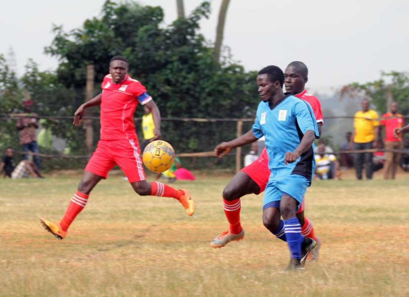 Buganda's Goal scorer Vianne Sekajugo eyes for the ball during the first leg of the semi finals