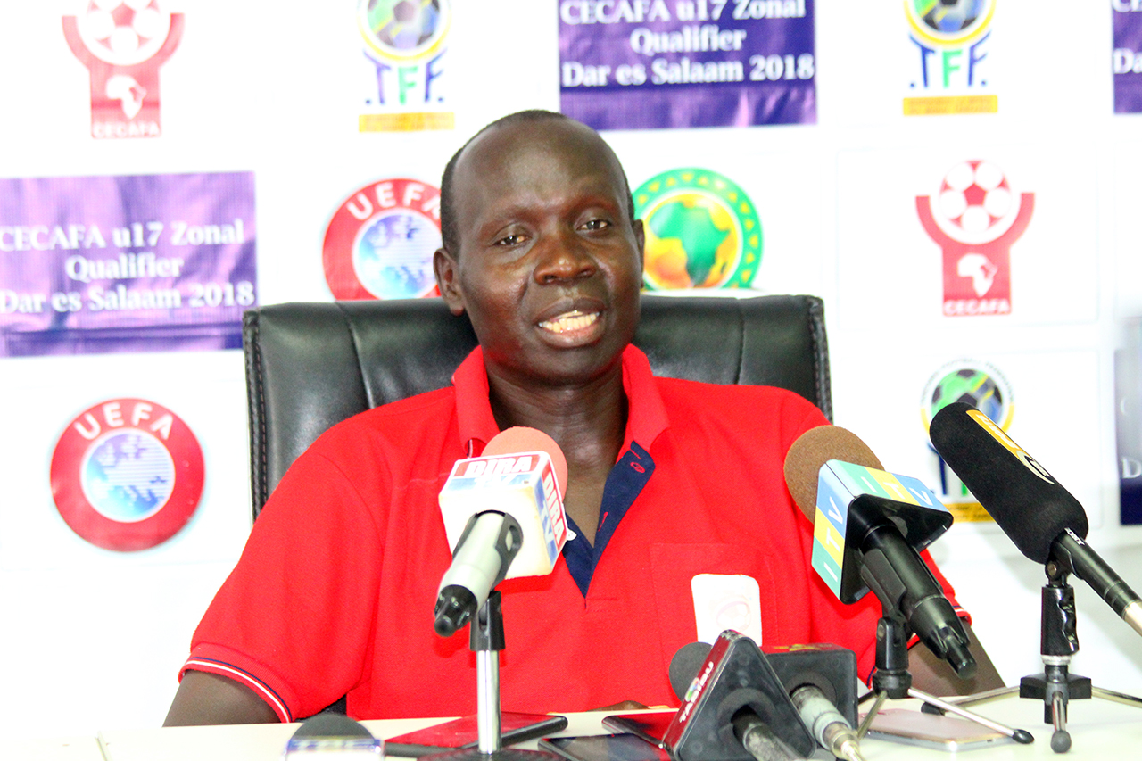 Uganda U17 head coach during the pre-match presser at National Stadium Tanzania