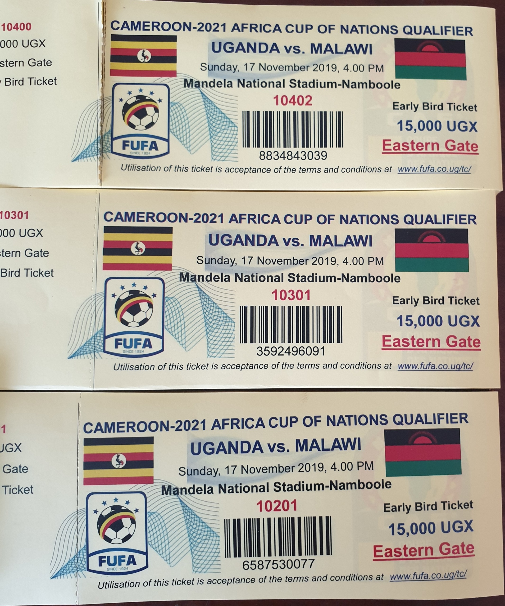 Uganda vs Malawi: 15,000/= Early Bird Tickets  on market