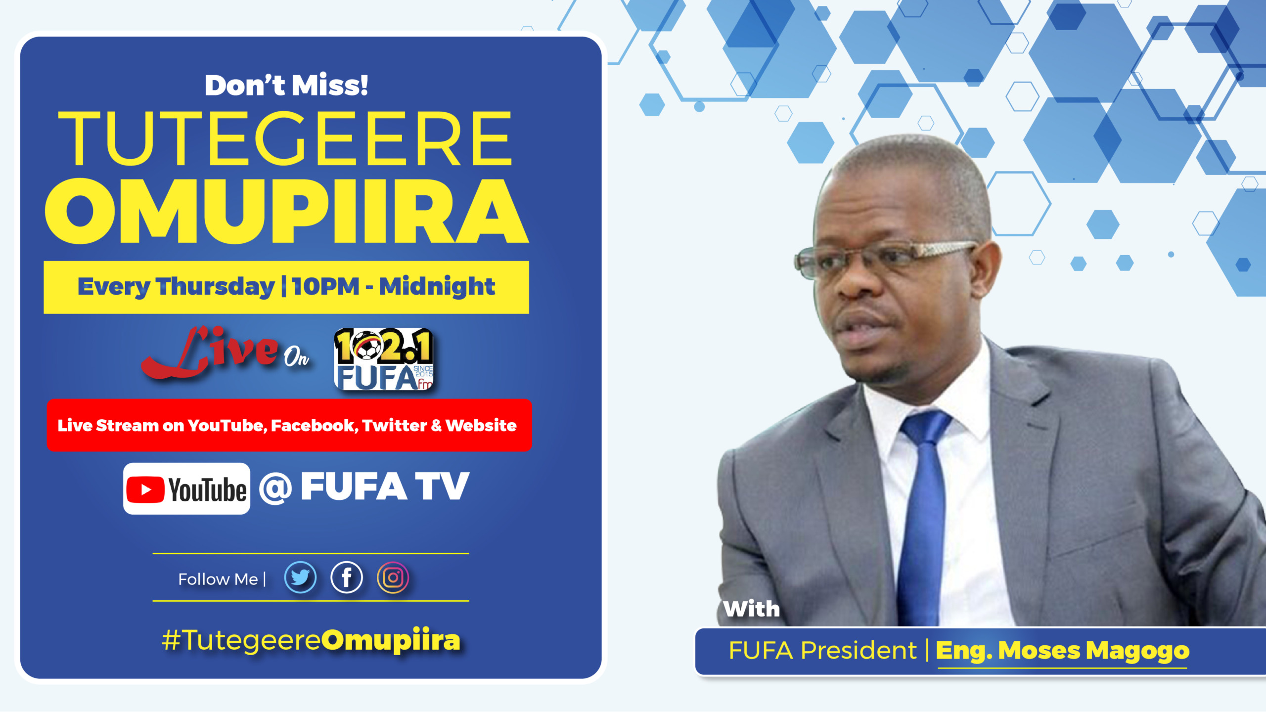 FUFA President On Air: Tutegeere Omupiira Live on 102.1 FUFA fm
