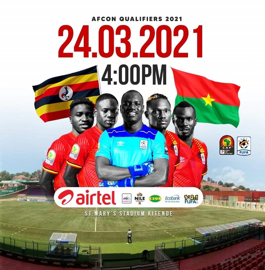 TOTAL AFCON 2021 Qualifiers: Uganda Cranes XI Vs Burkina Faso – St Mary’s Stadium, Kitende