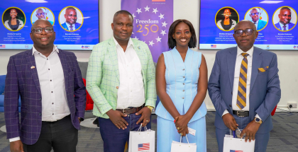 Ronnie Kalema and Sheba Ampaire speak at AFCON 2027 information session at American Centre Kampala