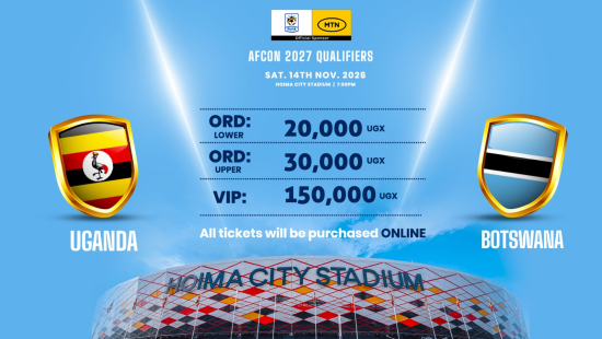 TotalEnergies AFCON 2027 Qualifiers: Uganda Cranes vs Botswana Ticket prices announced